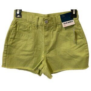Old Navy Girls High Rise Adjustable Waist Shorts Size 12 Green Cut Off Raw Hem